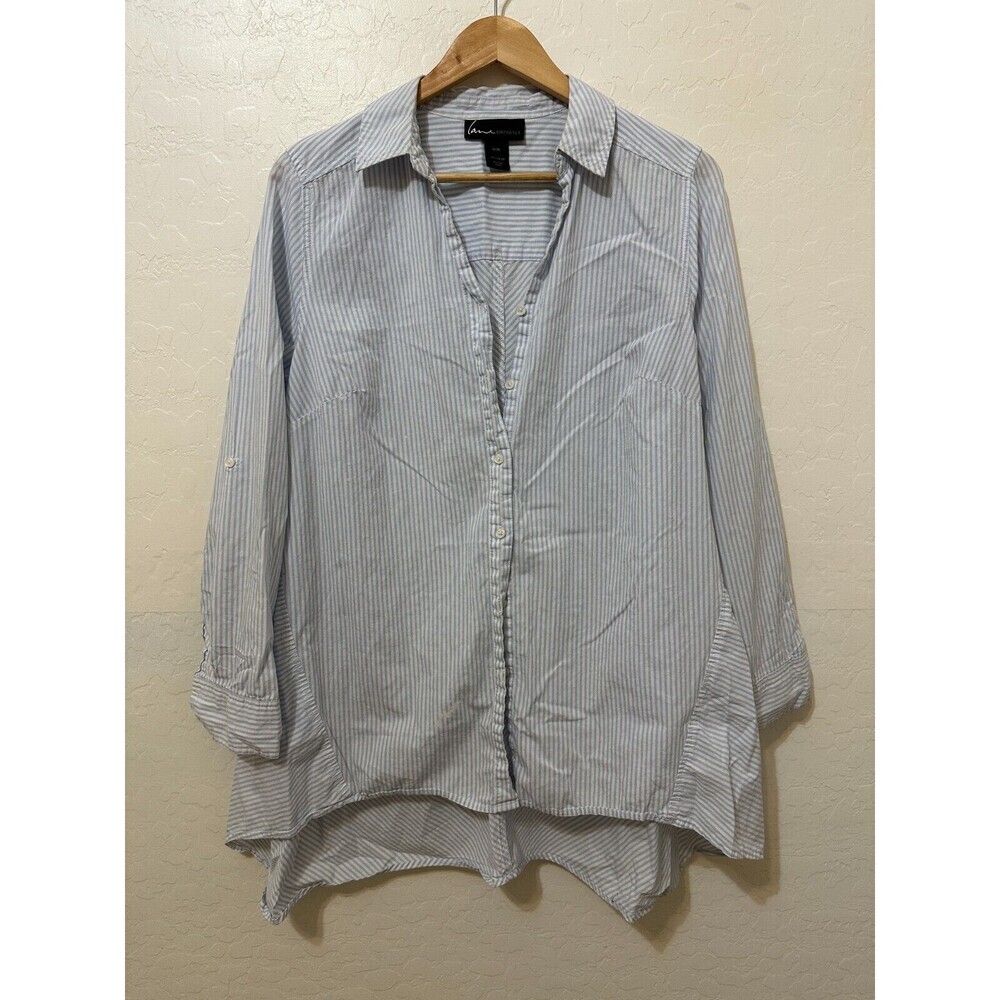 Lane Bryant Womans Button Up High Low Top Size 14/16‎ Nautical Beachy Minimal